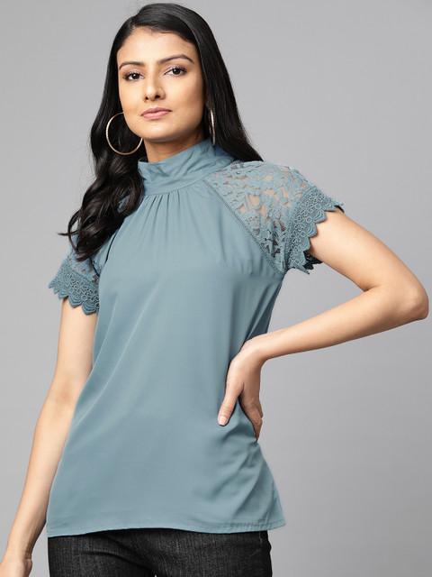 

plusS Women Blue Solid Top