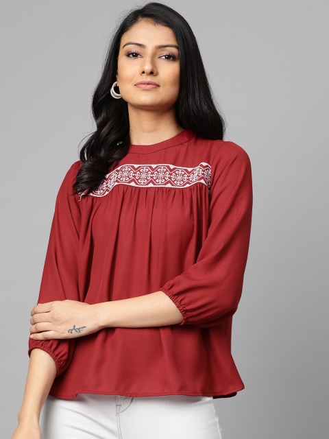 

plusS Women Maroon Solid Top