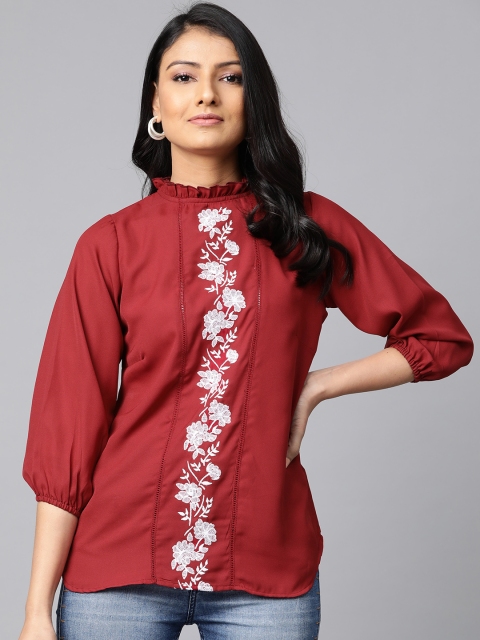 

plusS Women Maroon Solid Top