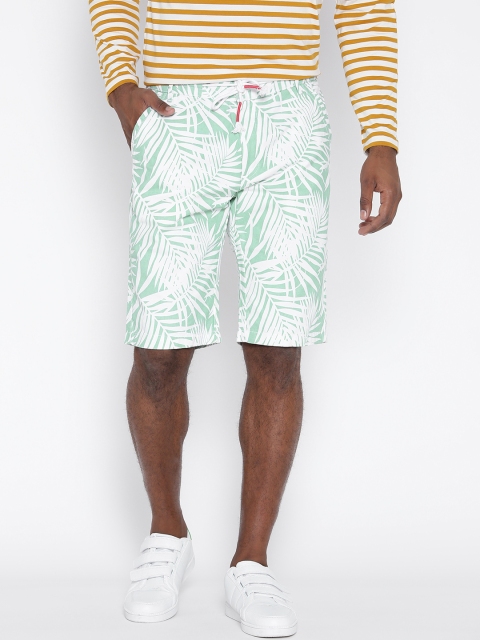 

United Colors of Benetton Green & White Tropical Print Shorts