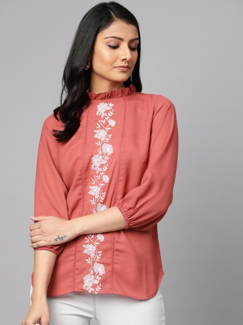 

plusS Women Dusty Pink Embroidered Top