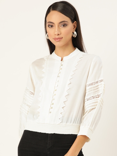 

Label Ritu Kumar Women Off-White Scallop lace Top