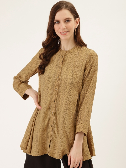 

Ritu Kumar Women Khaki & Black Printed A-Line Kurti
