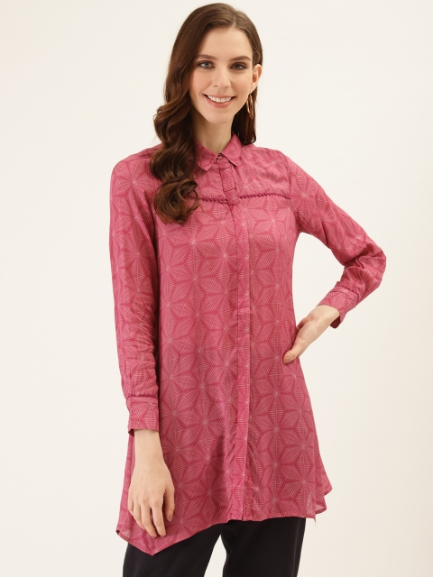

Ritu Kumar Women Magenta Printed Asymmetrical Hem A-Line Kurta