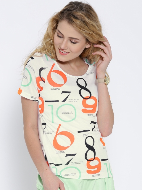

United Colors of Benetton Off-White Printed Top