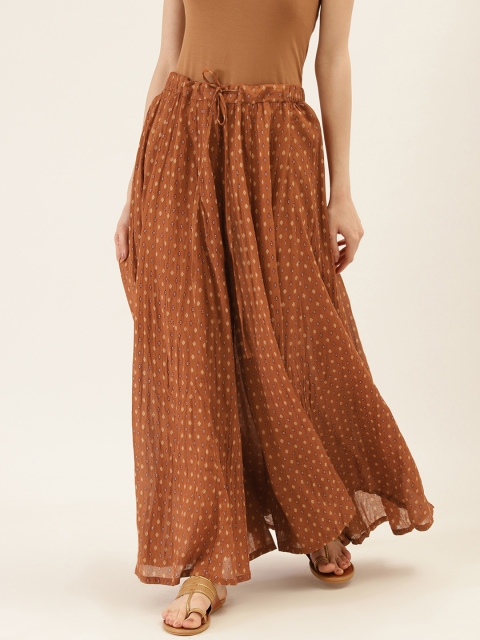 

Ritu Kumar Women Brown & Beige Printed Flared Palazzos