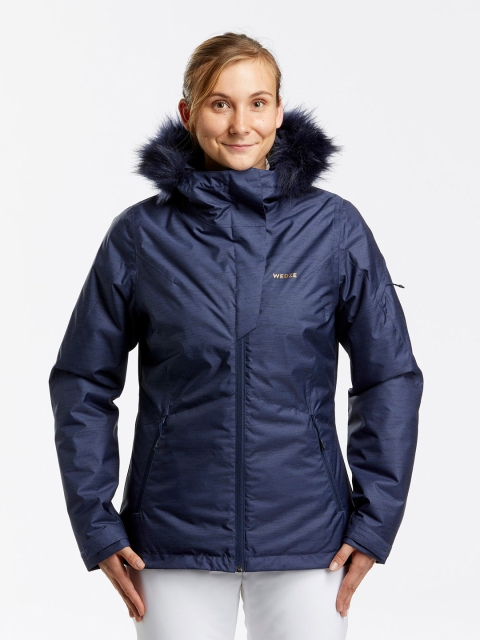 

WEDZE By Decathlon Women Navy Blue Solid Insulator Hooded Ski 180 Parka