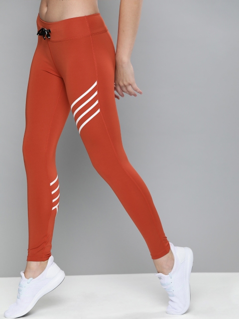 

HRX By Hrithik Roshan Women Intense Rust Solid Skinny Fit Rapid-Dry Antimicrobial Running Tights