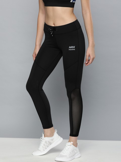 

HRX By Hrithik Roshan Women Jet Black Solid Skinny Fit Rapid-Dry Antimicrobial Training Tights