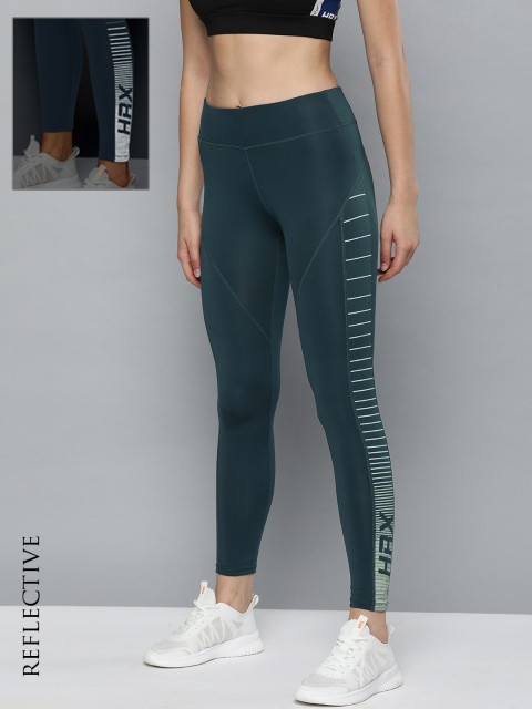 

HRX By Hrithik Roshan Women Moonlit Ocean Solid Skinny Fit Rapid-Dry Antimicrobial Running Tights, Teal
