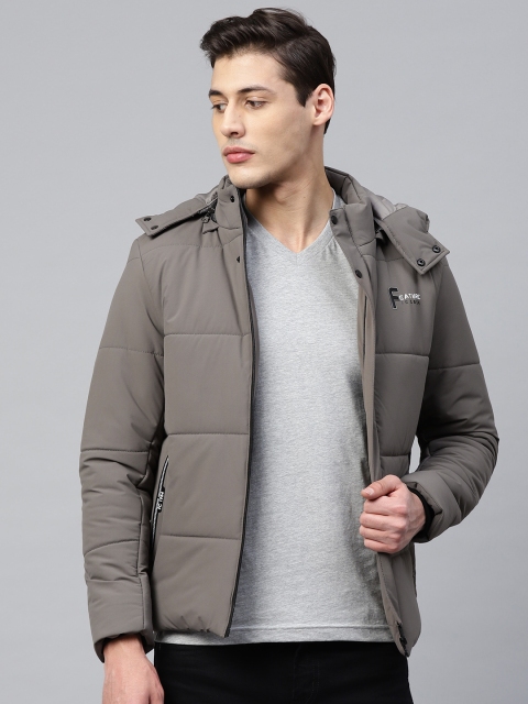 

Fort Collins Men Charcoal Grey Solid Padded Jacket with Detachable Hood