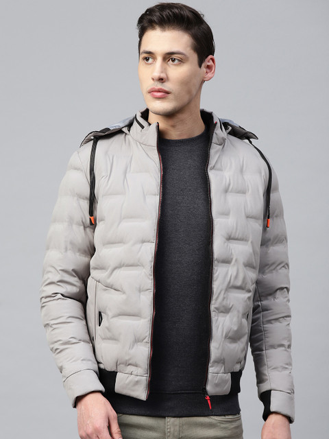 

Fort Collins Men Grey Solid Lightweight Hooded Puffer Jacket