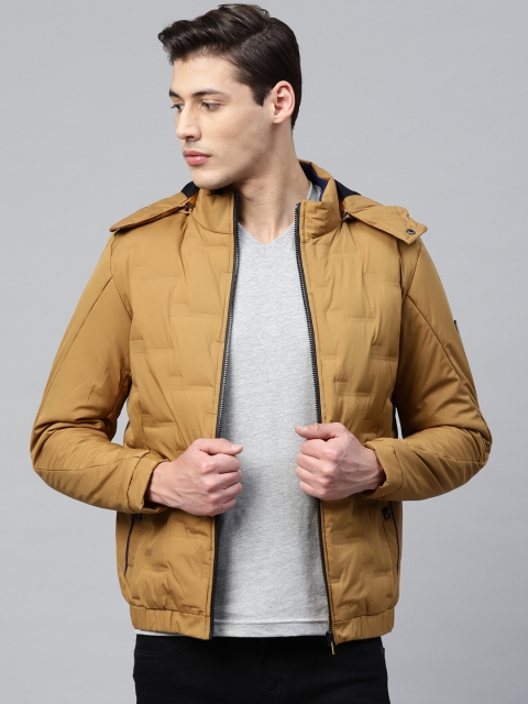 

Fort Collins Men Mustard Yellow Solid Detachable Hooded Padded Jacket
