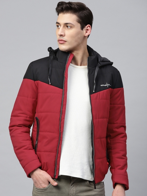 

Fort Collins Men Red & Black Colourblocked Lightweight Padded Jacket