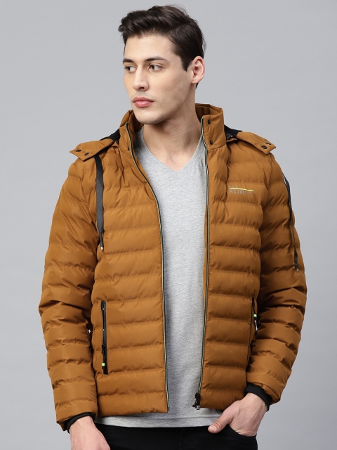 

Fort Collins Men Mustard Yellow Solid Detachable Hooded Padded Jacket