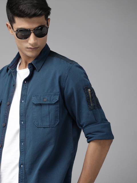 

Roadster Men Blue Regular Fit Solid Casual Shirt