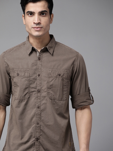 

Roadster Men Coffee Brown Solid Pure Cotton Casual Shirt