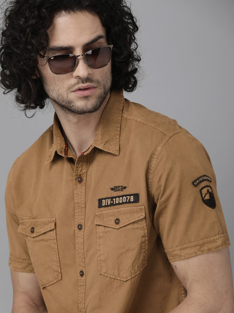 

Roadster Men Brown Regular Fit Solid Casual Shirt