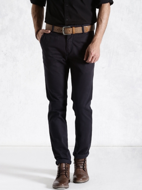 

Roadster Navy Chino Slim Fit Trousers, Navy blue