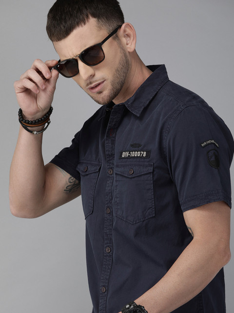 

Roadster Men Navy Blue Regular Fit Solid Casual Shirt