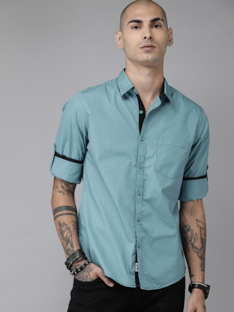 

Roadster Men Blue Regular Fit Solid Casual Shirt