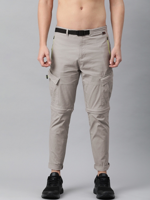 

HRX by Hrithik Roshan Men Grey Checked Detachable Regular Outdoor Trousers