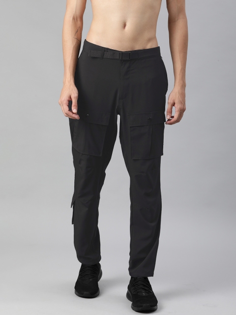 

HRX By Hrithik Roshan Men Jet Black Mid-Rise Rapid-Dry Anti-Static Outdoor Trousers