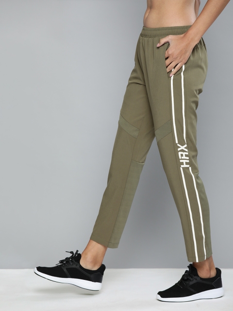 

HRX By Hrithik Roshan Women Burnt Olive Solid Slim Fit Mid-Rise Rapid-Dry Antimicrobial Training Track Pants