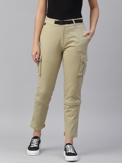 

HRX By Hrithik Roshan Women Sponge Cargo Tapered Detatchable Rapid-Dry Outdoor Trousers, Beige