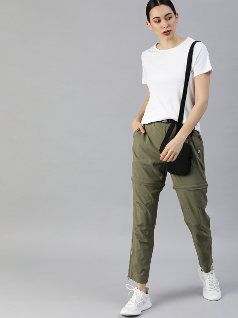 

HRX By Hrithik Roshan Women Olive Green Detachable Rapid-Dry Antimicrobial Outdoor Trouser