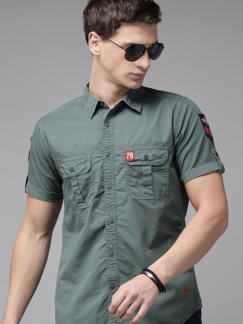 

Roadster Men Blue Regular Fit Solid Cotton Casual Shirt
