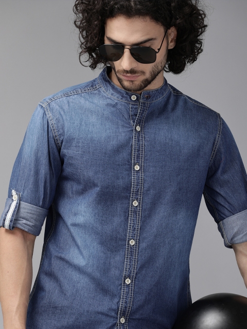 

Roadster Men Blue Regular Fit Faded Casual Shirt