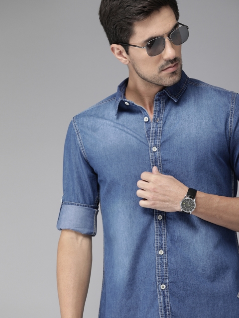 

Roadster Men Blue Regular Fit Faded Denim Casual Shirt