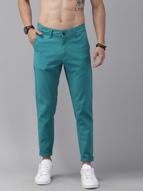 

Roadster Men Teal Blue Dave2 Tapered Fit Solid Chinos