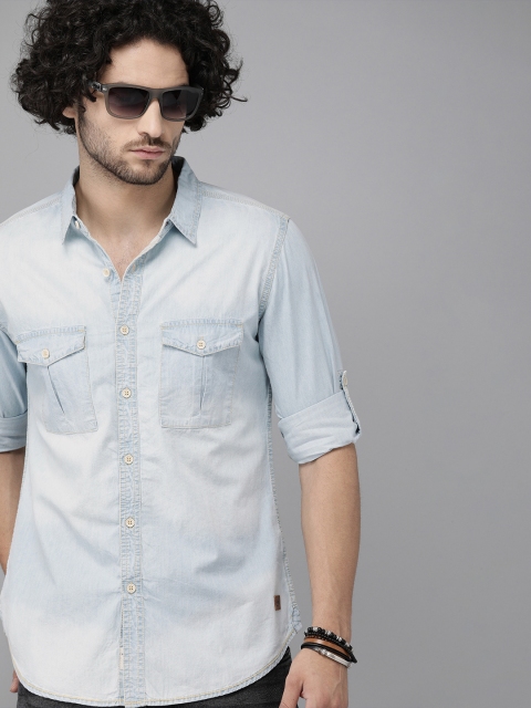

Roadster Men Blue Regular Fit Solid Casual Shirt