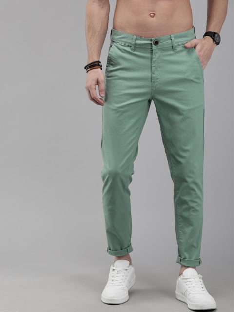 

Roadster Men Green Regular Fit Solid Trousers