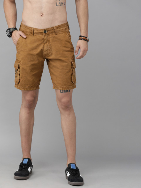 

Roadster Men Brown Solid Regular Fit Cargo Shorts