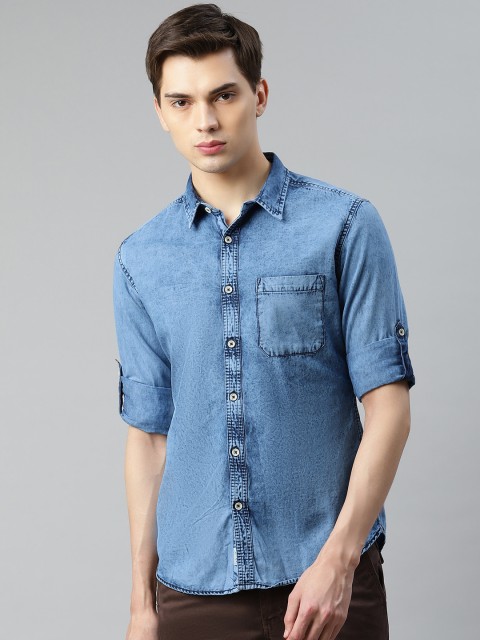 

Roadster Men Blue Regular Fit Solid Pure Cotton Casual Shirt