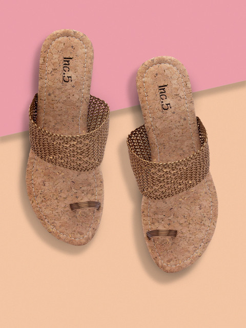 

Inc 5 Women Gold-Toned Woven Design Wedges