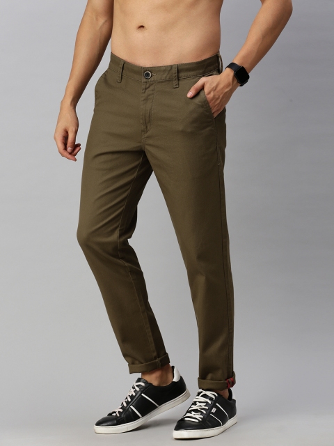 

Roadster Men Khaki Self-designed Regular Fit Trousers
