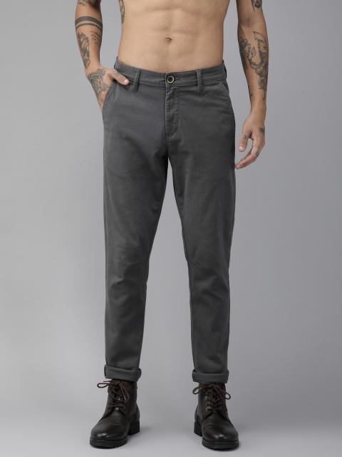 

Roadster Men Grey Regular Fit Solid Chinos