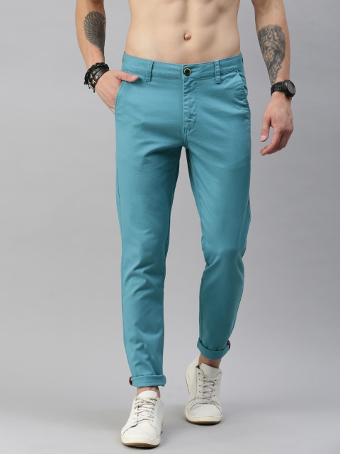 

Roadster Men Blue Slim Fit Self Design Dobby Regular Trousers