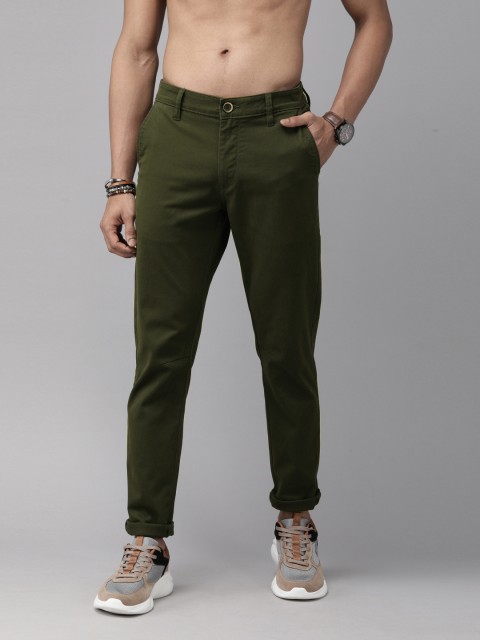 

Roadster Men Olive Green Regular Fit Solid Regular Trousers