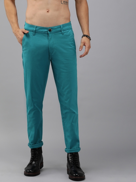 

Roadster Men Teal Blue Regular Fit Solid Chinos