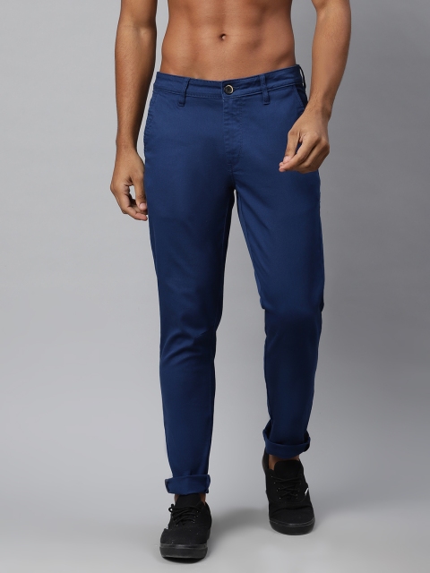 

Roadster Men Navy Blue Slim Fit Solid Antimicrobial Regular Trousers
