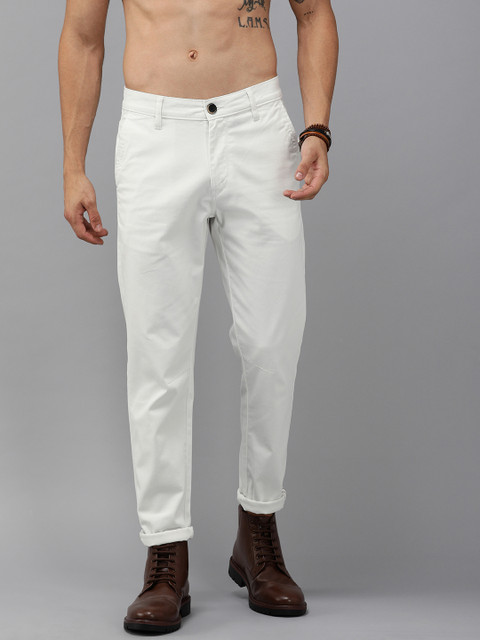 

Roadster Men White Regular Fit Solid Chinos