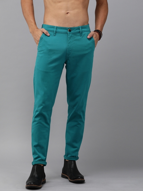 

Roadster Men Teal Blue Regular Fit Solid Chinos
