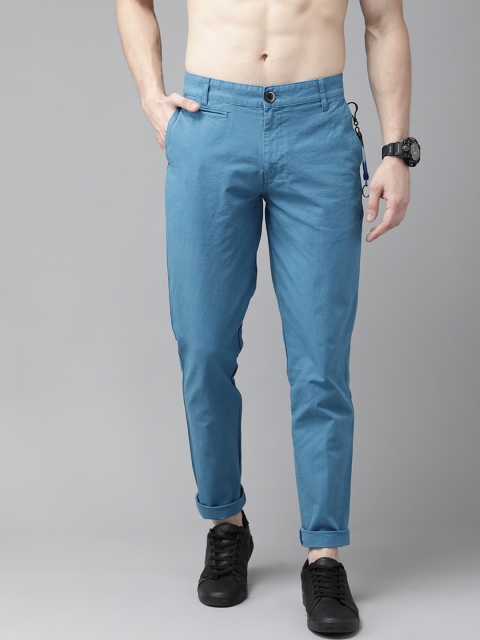 

Roadster Men Blue Regular Fit Solid Trousers