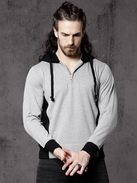 

Roadster Men Grey Hooded Sweatshirt
