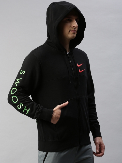 

Nike Men Black Printed Open Front Jacket